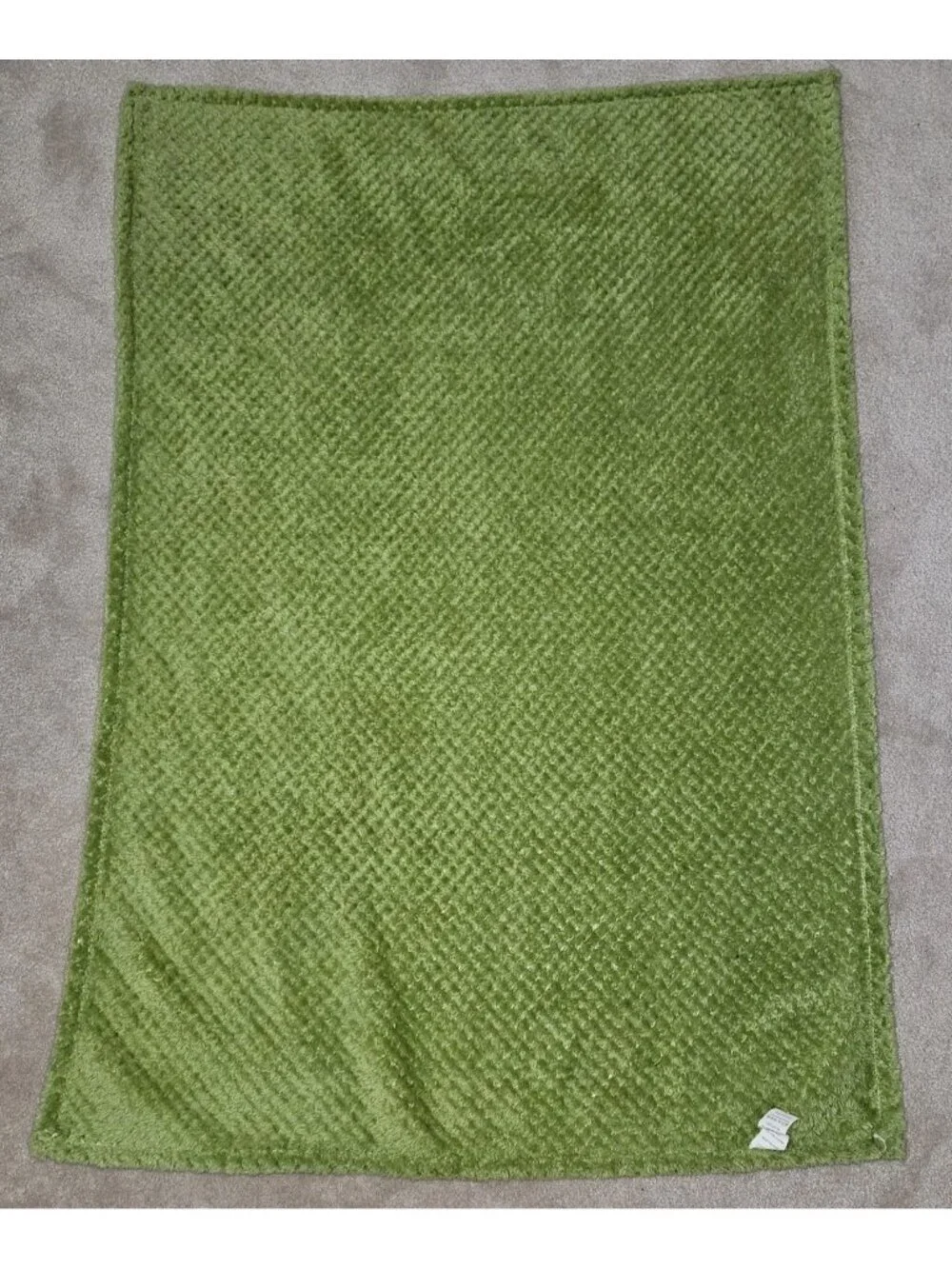 Solid Green Fleece Baby Blanket Waffle Weave 26x38